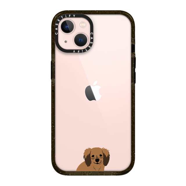 CASETiFY iPhone 13 ケース ブラック インパクトケース Sitting Dachshund casetifylab