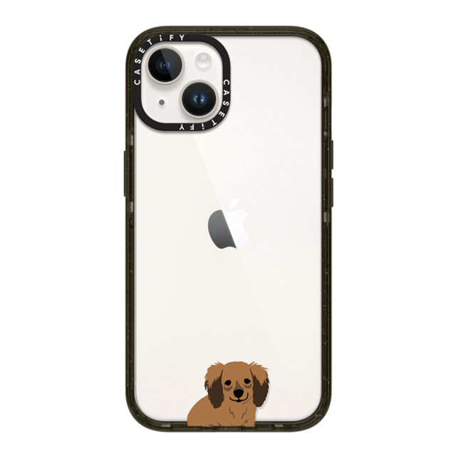 CASETiFY iPhone 14 ケース ブラック インパクトケース Sitting Dachshund casetifylab