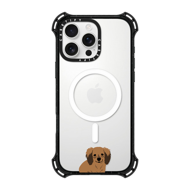 CASETiFY iPhone 16 Pro Max ケース ブラック バウンスケース Sitting Dachshund casetifylab