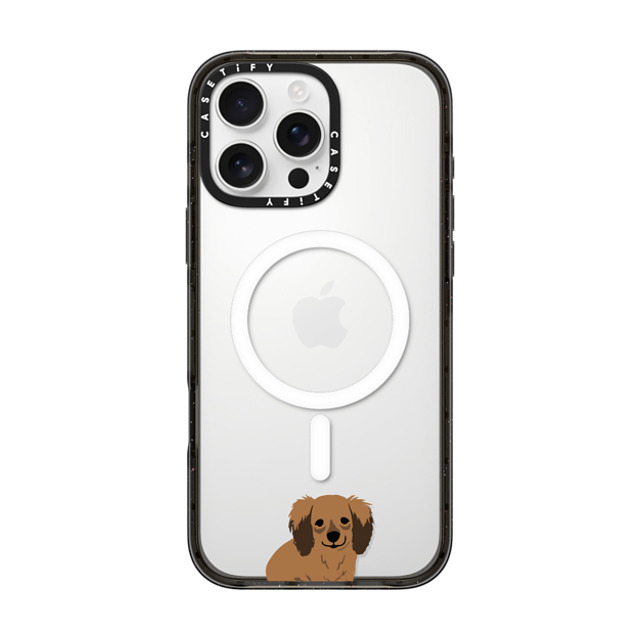 CASETiFY iPhone 16 Pro Max ケース ブラック インパクトケース MagSafe対応 Sitting Dachshund casetifylab