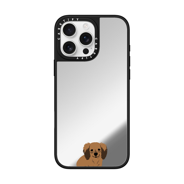 CASETiFY iPhone 16 Pro Max ケース Silver on Black ミラーケース MagSafe対応 Sitting Dachshund casetifylab