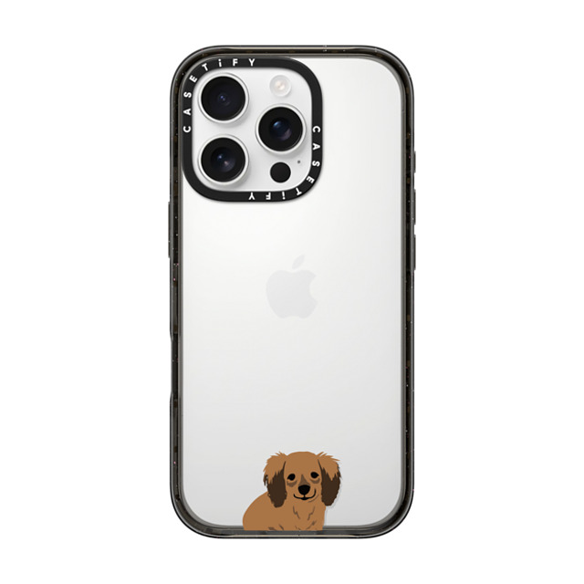 CASETiFY iPhone 16 Pro ケース ブラック インパクトケース Sitting Dachshund casetifylab