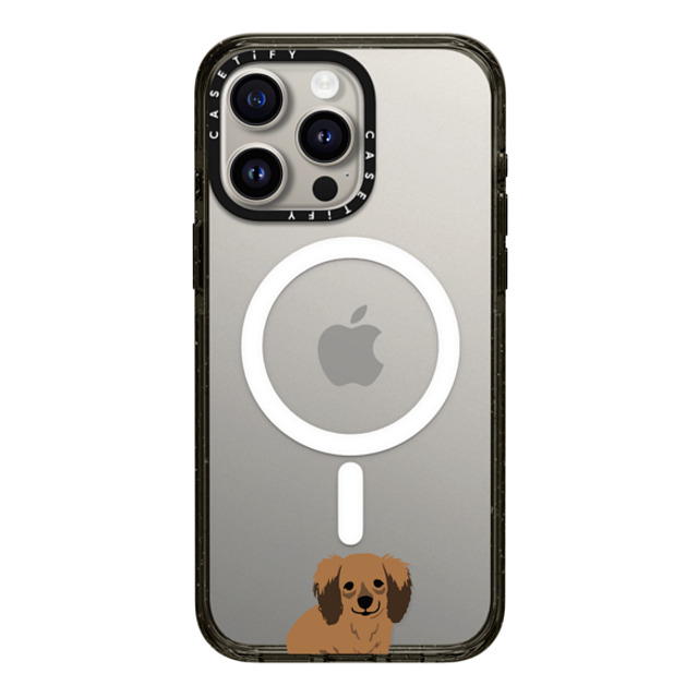 CASETiFY iPhone 15 Pro Max ケース ブラック インパクトケース MagSafe対応 Sitting Dachshund casetifylab