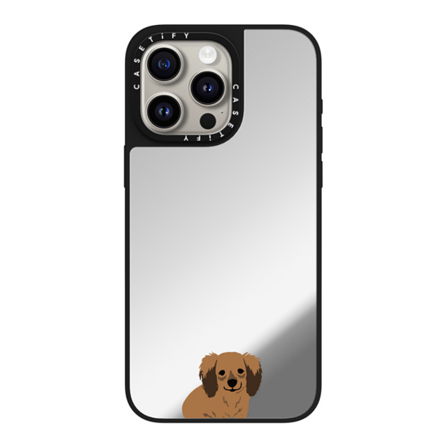 CASETiFY iPhone 15 Pro Max ケース Silver on Black ミラーケース MagSafe対応 Sitting Dachshund casetifylab