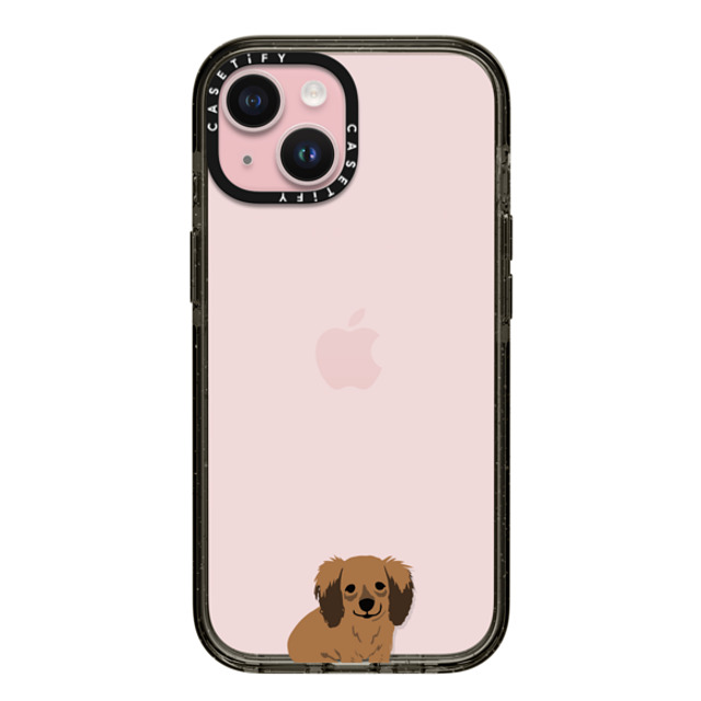 CASETiFY iPhone 15 ケース ブラック インパクトケース Sitting Dachshund casetifylab