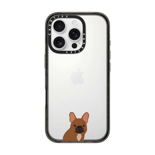 CASETiFY iPhone 16 Pro ケース ブラック インパクトケース Sitting Frenchie casetifylab