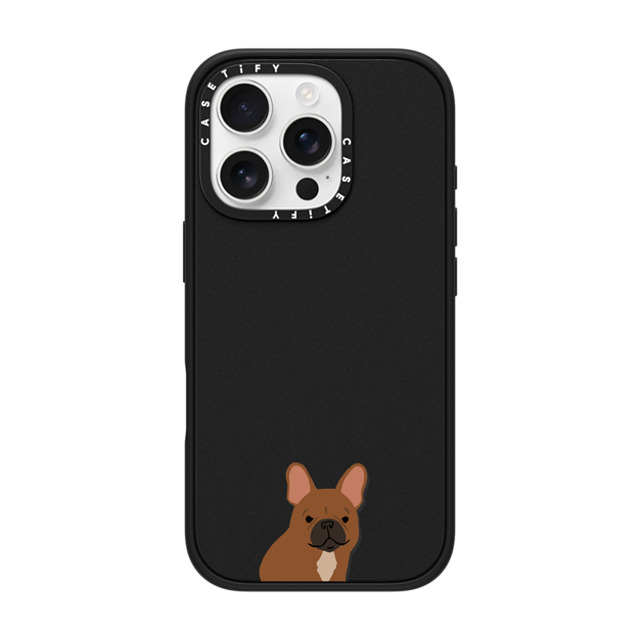 CASETiFY iPhone 16 Pro ケース マットブラック インパクトケース Sitting Frenchie casetifylab