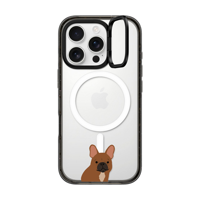 CASETiFY iPhone 16 Pro ケース ブラック インパクトリングスタンドケース MagSafe対応 Sitting Frenchie casetifylab