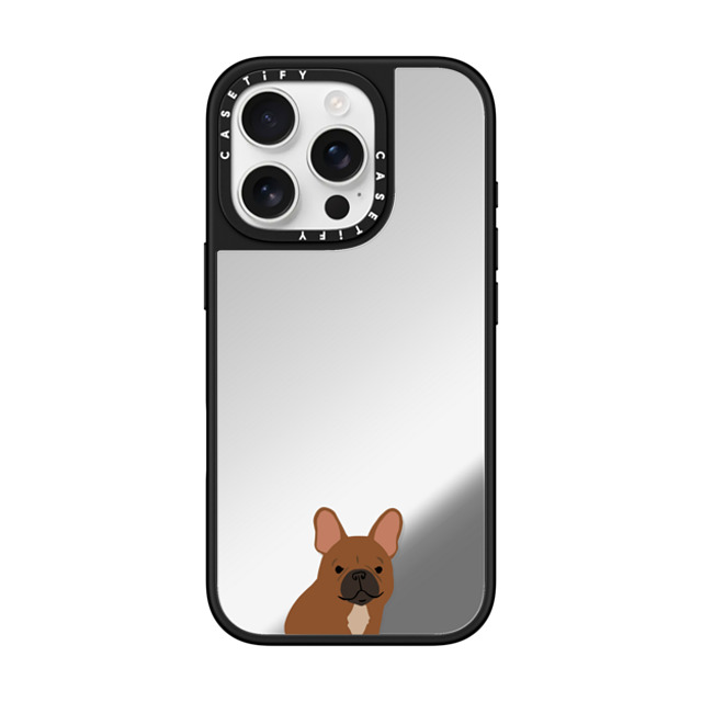 CASETiFY iPhone 16 Pro ケース Silver on Black ミラーケース MagSafe対応 Sitting Frenchie casetifylab