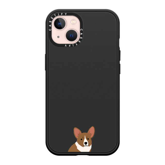 CASETiFY iPhone 13 ケース マットブラック インパクトケース MagSafe対応 犬 Sitting Corgi