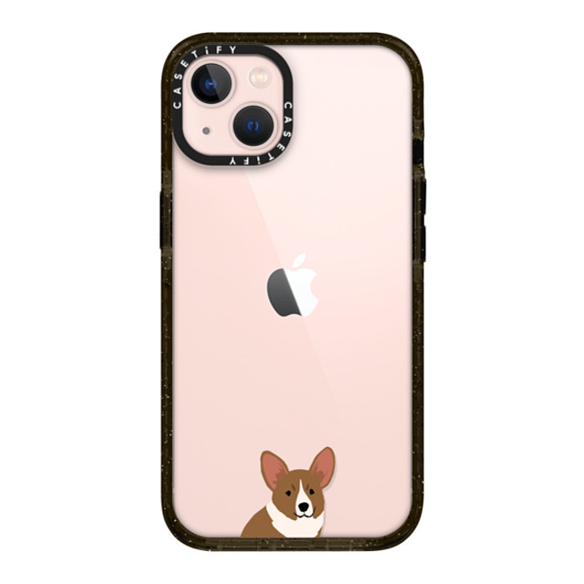 CASETiFY iPhone 13 ケース ブラック インパクトケース 犬 Sitting Corgi