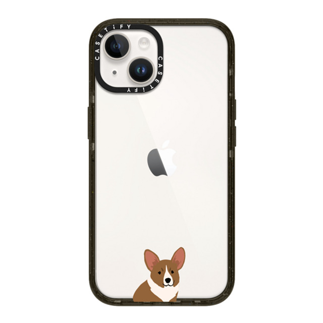 CASETiFY iPhone 14 ケース ブラック インパクトケース 犬 Sitting Corgi