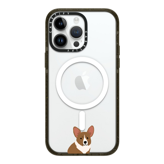 CASETiFY iPhone 14 Pro Max ケース ブラック インパクトケース MagSafe対応 犬 Sitting Corgi