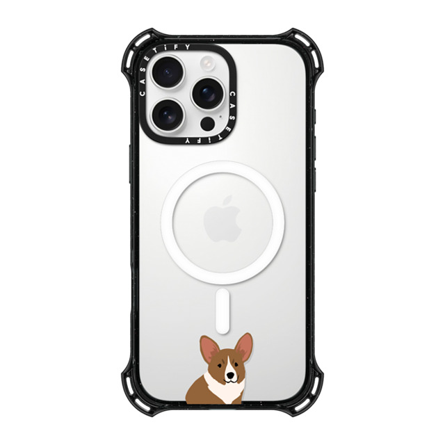 CASETiFY iPhone 16 Pro Max ケース ブラック バウンスケース 犬 Sitting Corgi