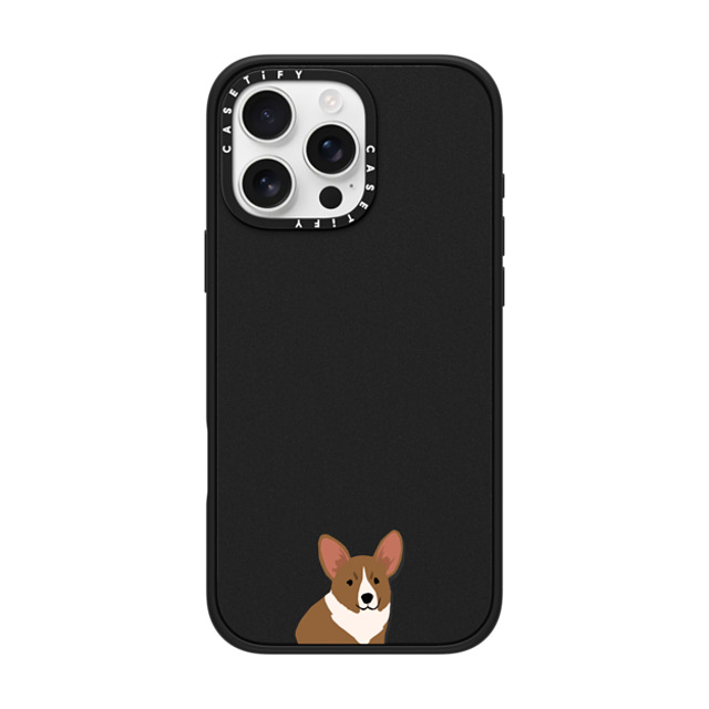 CASETiFY iPhone 16 Pro Max ケース マットブラック インパクトケース MagSafe対応 犬 Sitting Corgi