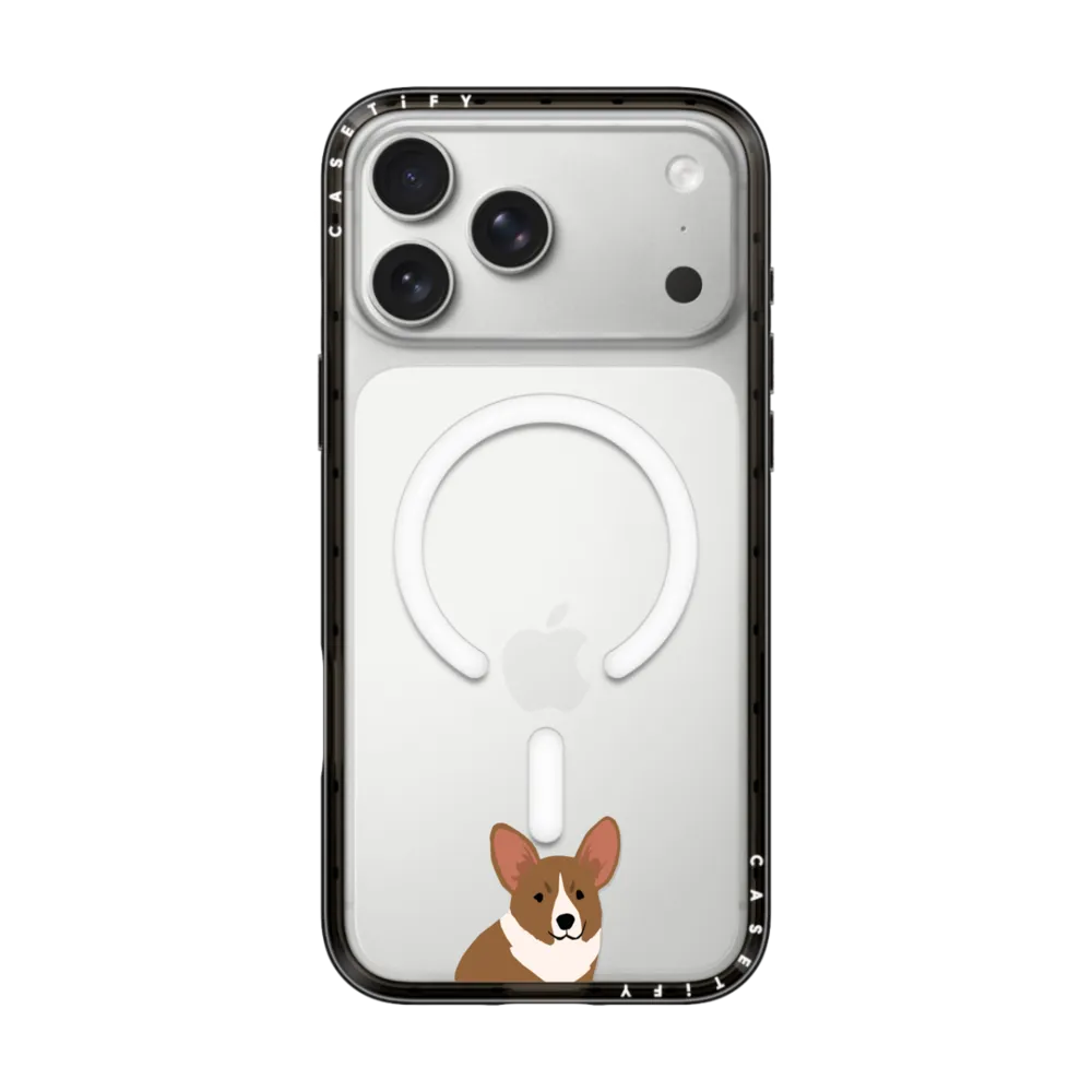 Compact iPhone 17 Pro Max Case MagSafe Compatible - Sitting Corgi
