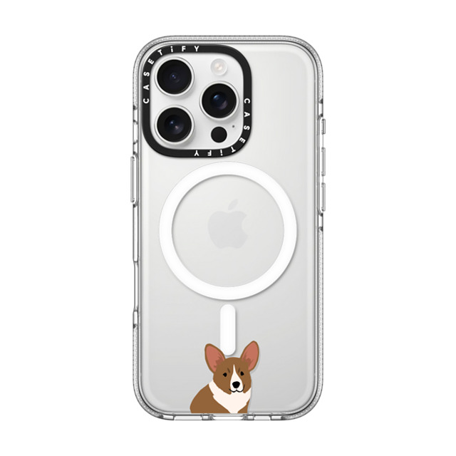 CASETiFY iPhone 16 Pro ケース クリア クリア ケース MagSafe対応 犬 Sitting Corgi