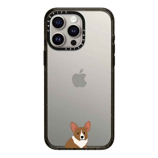 CASETiFY iPhone 15 Pro Max ケース ブラック インパクトケース 犬 Sitting Corgi