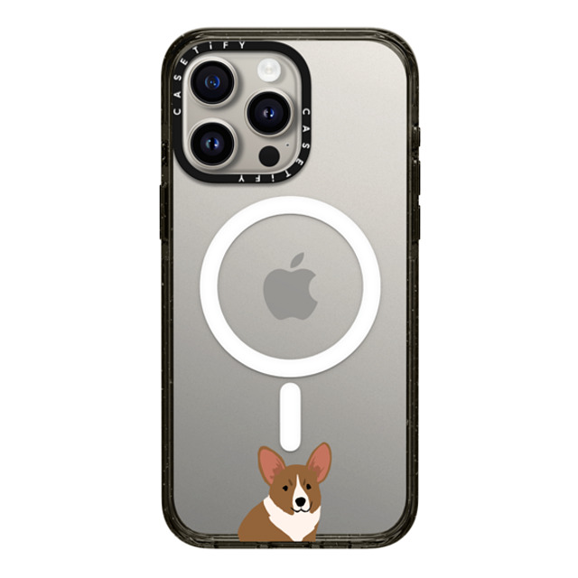 CASETiFY iPhone 15 Pro Max ケース ブラック インパクトケース MagSafe対応 犬 Sitting Corgi