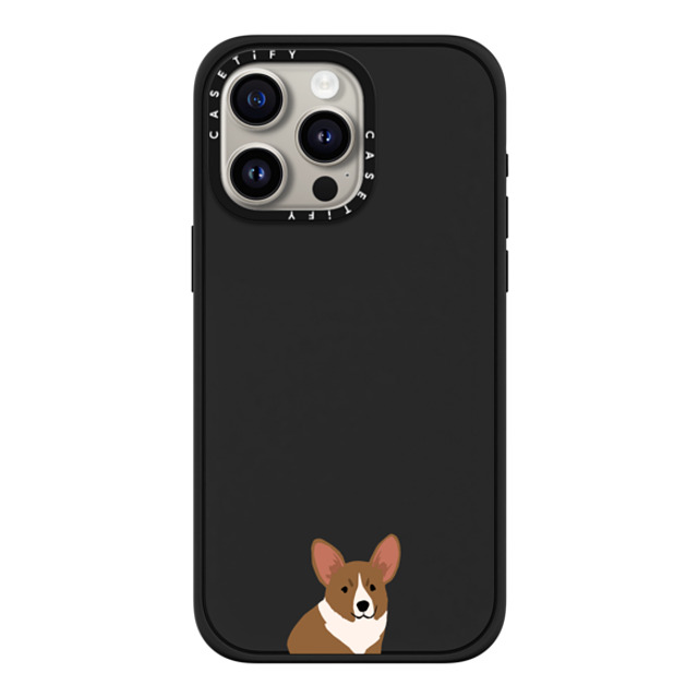 CASETiFY iPhone 15 Pro Max ケース マットブラック インパクトケース MagSafe対応 犬 Sitting Corgi