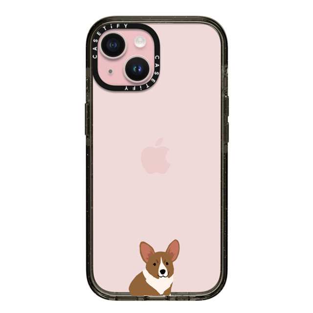 CASETiFY iPhone 15 ケース ブラック インパクトケース 犬 Sitting Corgi