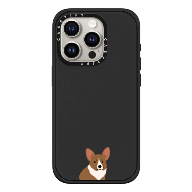 CASETiFY iPhone 15 Pro ケース マットブラック インパクトケース MagSafe対応 犬 Sitting Corgi