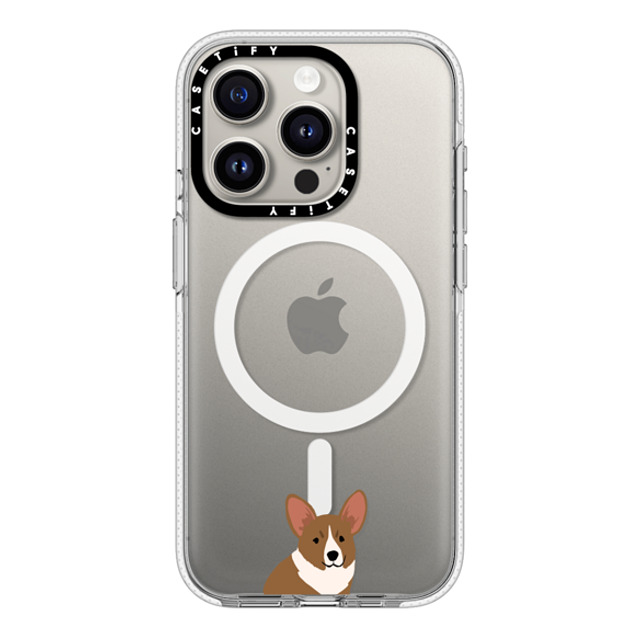 CASETiFY iPhone 15 Pro ケース クリア クリア ケース MagSafe対応 犬 Sitting Corgi