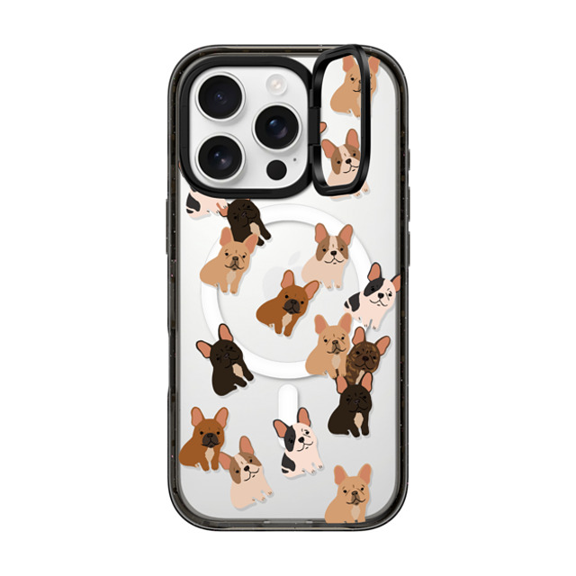 CASETiFY iPhone 16 Pro ケース ブラック インパクトリングスタンドケース MagSafe対応 Dog 犬 Frenchie Jumble Father's Day CASETiFY iPhone 16 Pro ケース ブラック インパクトリングスタンドケース MagSafe対応 Dog 犬 Frenchie Jumble Father's Day