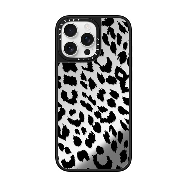 CASETiFY iPhone 16 Pro Max ケース Silver on Black ミラーケース MagSafe対応 Leopard Lacie Leopard