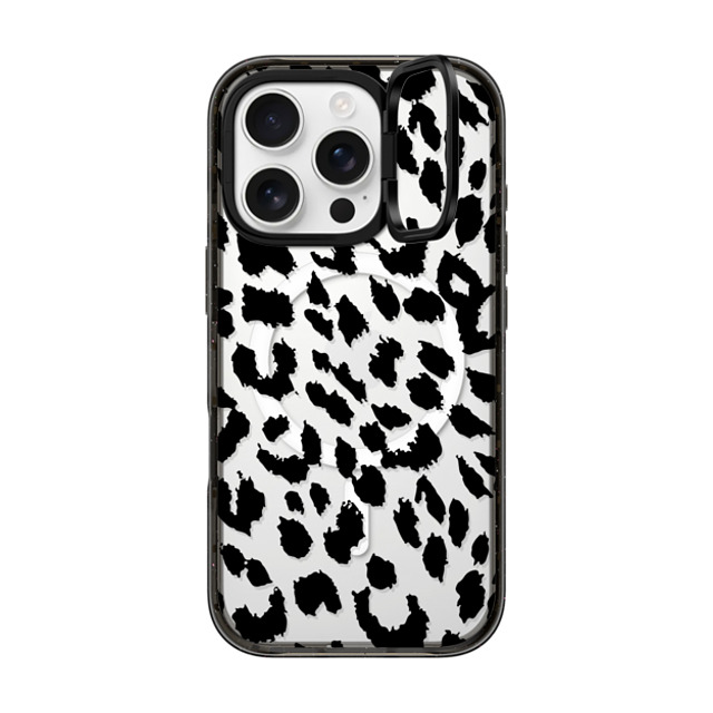 CASETiFY iPhone 16 Pro ケース ブラック インパクトリングスタンドケース MagSafe対応 Leopard Lacie Leopard