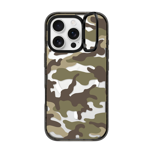 CASETiFY iPhone 16 Pro ケース ブラック インパクトリングスタンドケース MagSafe対応 Camo Camo Over - Olive