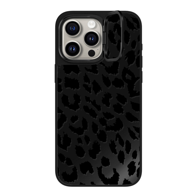 CASETiFY iPhone 15 Pro Max ケース Black on Black ミラー リングスタンドケース MagSafe対応 Leopard Lacie Leopard