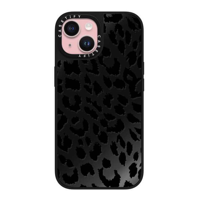 CASETiFY iPhone 15 ケース Black on Black ミラーケース MagSafe対応 Leopard Lacie Leopard