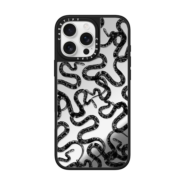 CASETiFY iPhone 16 Pro Max ケース Silver on Black ミラーケース MagSafe対応 Field of Snakes - Black casetifylab Father's Day CASETiFY iPhone 16 Pro Max ケース Silver on Black ミラーケース MagSafe対応 Field of Snakes - Black casetifylab Father's Day
