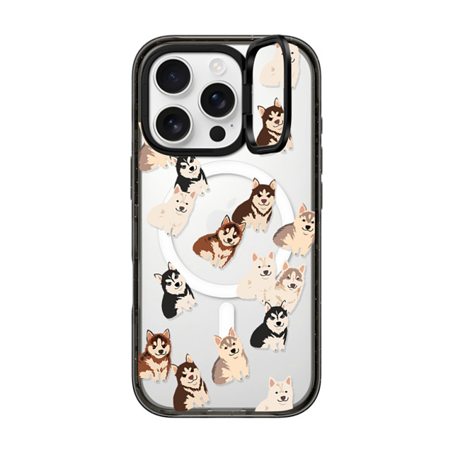 CASETiFY iPhone 16 Pro ケース ブラック インパクトリングスタンドケース MagSafe対応 Dog 犬 Husky Jumble Back to School CASETiFY iPhone 16 Pro ケース ブラック インパクトリングスタンドケース MagSafe対応 Dog 犬 Husky Jumble Back to School