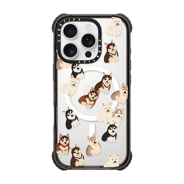 CASETiFY iPhone 16 Pro ケース ブラック ウルトラ インパクトケース MagSafe 対応 Dog 犬 Husky Jumble Father's Day CASETiFY iPhone 16 Pro ケース ブラック ウルトラ インパクトケース MagSafe 対応 Dog 犬 Husky Jumble Father's Day
