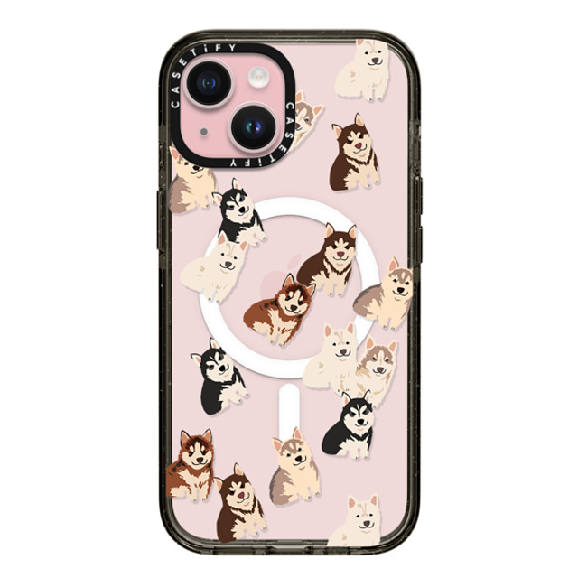 CASETiFY iPhone 15 ケース ブラック インパクトケース MagSafe対応 Dog 犬 Husky Jumble Father's Day CASETiFY iPhone 15 ケース ブラック インパクトケース MagSafe対応 Dog 犬 Husky Jumble Father's Day
