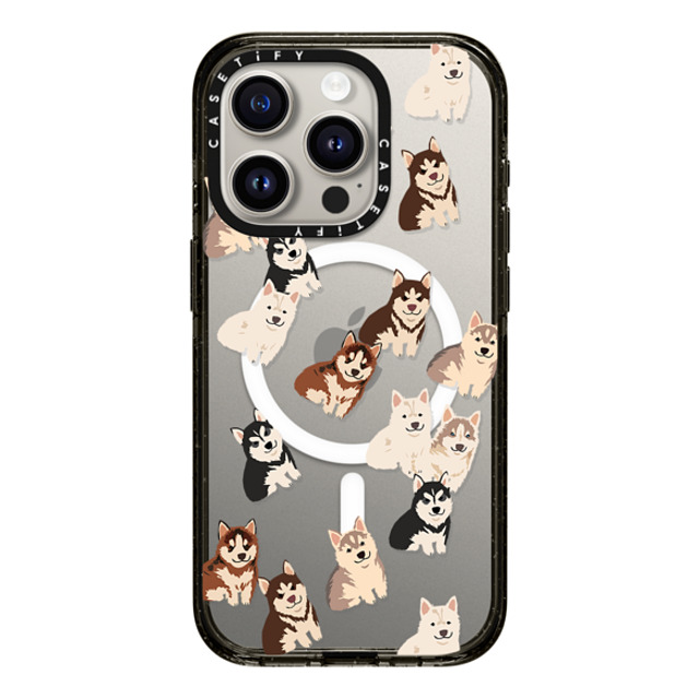 CASETiFY iPhone 15 Pro ケース ブラック インパクトケース MagSafe対応 Dog 犬 Husky Jumble Father's Day CASETiFY iPhone 15 Pro ケース ブラック インパクトケース MagSafe対応 Dog 犬 Husky Jumble Father's Day