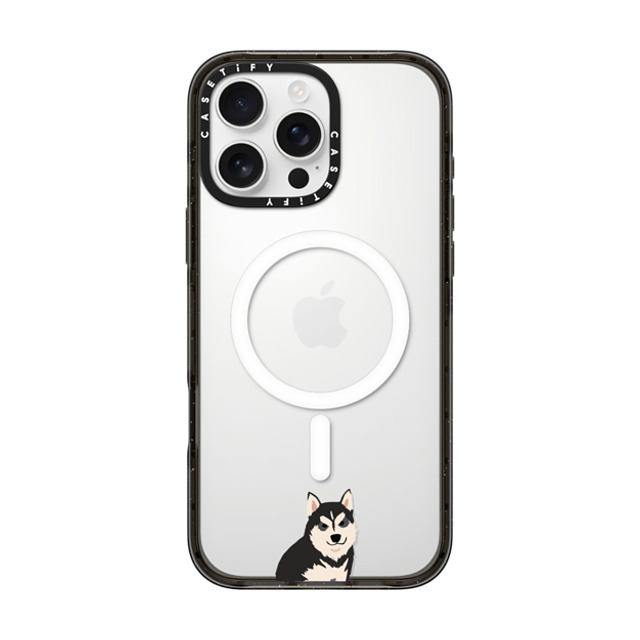 CASETiFY iPhone 16 Pro Max ケース ブラック インパクトケース MagSafe対応 Dog 犬 Sitting Husky Father's Day CASETiFY iPhone 16 Pro Max ケース ブラック インパクトケース MagSafe対応 Dog 犬 Sitting Husky Father's Day