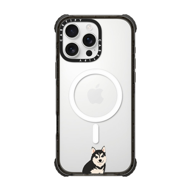 CASETiFY iPhone 16 Pro Max ケース ブラック ウルトラ インパクトケース MagSafe 対応 Dog 犬 Sitting Husky Father's Day CASETiFY iPhone 16 Pro Max ケース ブラック ウルトラ インパクトケース MagSafe 対応 Dog 犬 Sitting Husky Father's Day