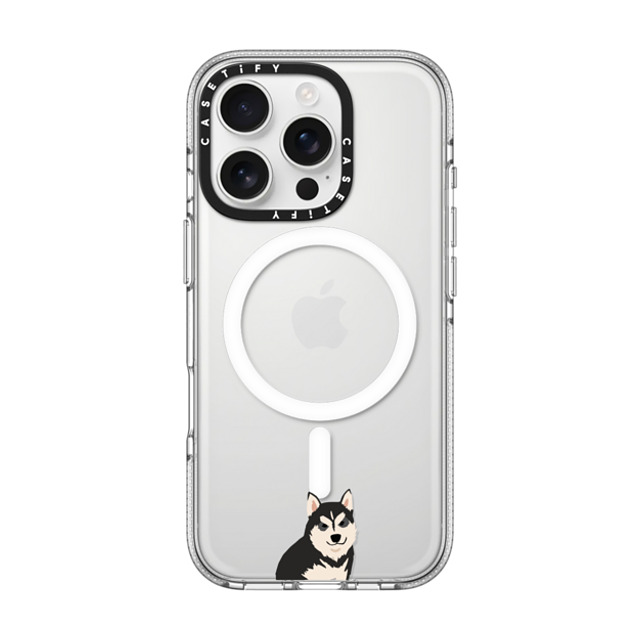 CASETiFY iPhone 16 Pro ケース クリア クリア ケース MagSafe対応 Dog 犬 Sitting Husky Father's Day CASETiFY iPhone 16 Pro ケース クリア クリア ケース MagSafe対応 Dog 犬 Sitting Husky Father's Day