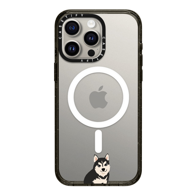 CASETiFY iPhone 15 Pro Max Case Black Impact Case MagSafe Compatible Dog 犬 Sitting Husky Back to School CASETiFY iPhone 15 Pro Max Case Black Impact Case MagSafe Compatible Dog 犬 Sitting Husky Back to School