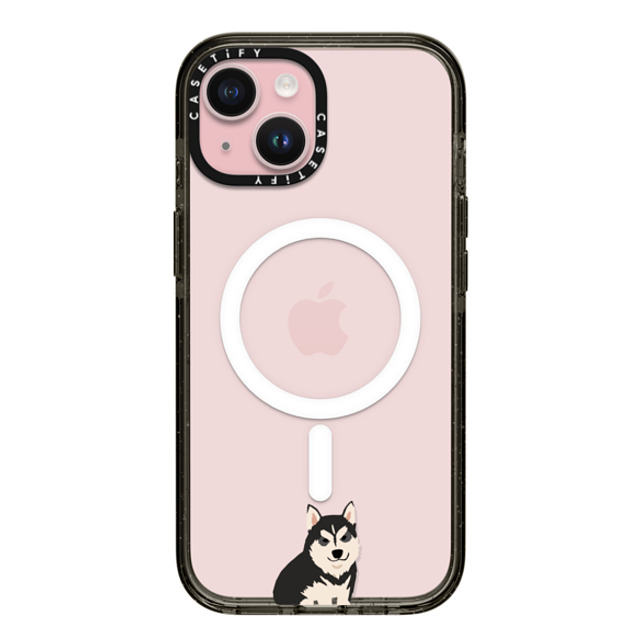 CASETiFY iPhone 15 ケース ブラック インパクトケース MagSafe対応 犬 Sitting Husky CASETiFY iPhone 15 ケース ブラック インパクトケース MagSafe対応 犬 Sitting Husky