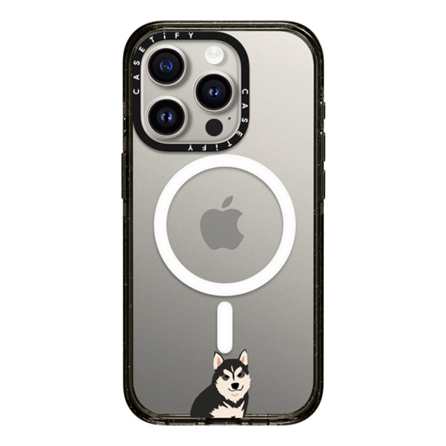 CASETiFY iPhone 15 Pro ケース ブラック インパクトケース MagSafe対応 Dog 犬 Sitting Husky Father's Day CASETiFY iPhone 15 Pro ケース ブラック インパクトケース MagSafe対応 Dog 犬 Sitting Husky Father's Day