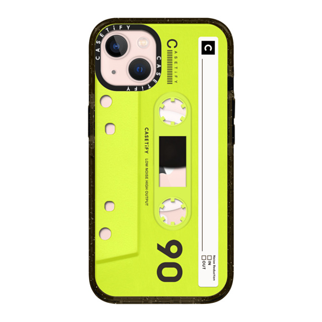 CASETiFY iPhone 13 ケース ブラック インパクトケース MagSafe対応 Cassette CASETiFY MiXTAPE - Neon Yellow