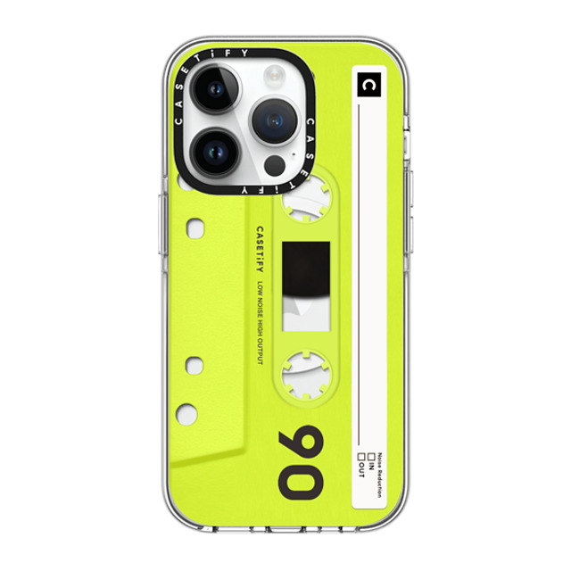 CASETiFY iPhone 14 Pro ケース クリア クリア ケース MagSafe対応 Cassette CASETiFY MiXTAPE - Neon Yellow