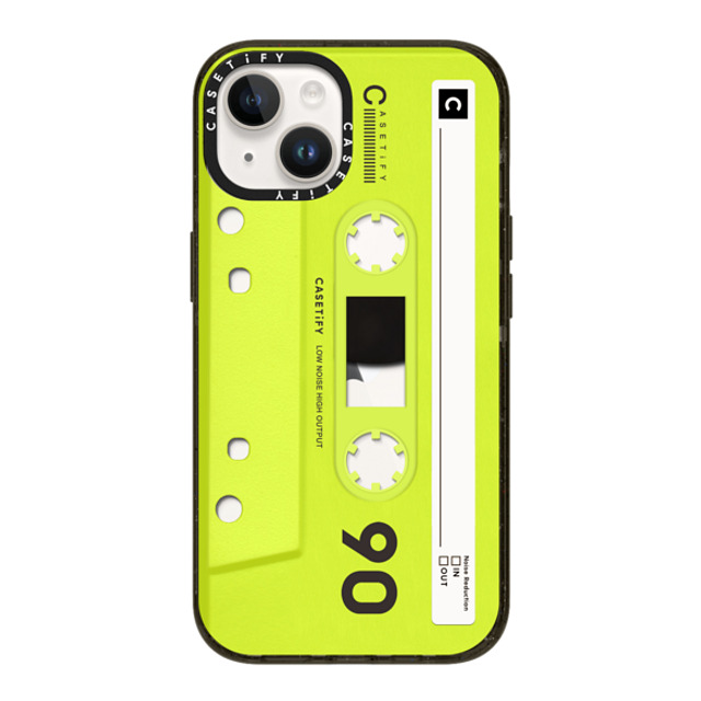 CASETiFY iPhone 14 ケース ブラック インパクトケース Cassette CASETiFY MiXTAPE - Neon Yellow