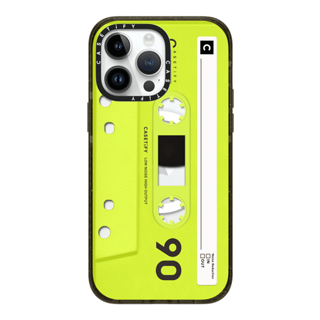 CASETiFY iPhone 14 Pro Max ケース ブラック インパクトケース MagSafe対応 Cassette CASETiFY MiXTAPE - Neon Yellow