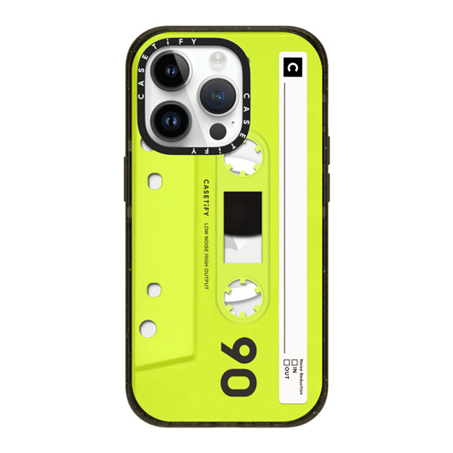 CASETiFY iPhone 14 Pro ケース ブラック インパクトケース MagSafe対応 Cassette CASETiFY MiXTAPE - Neon Yellow