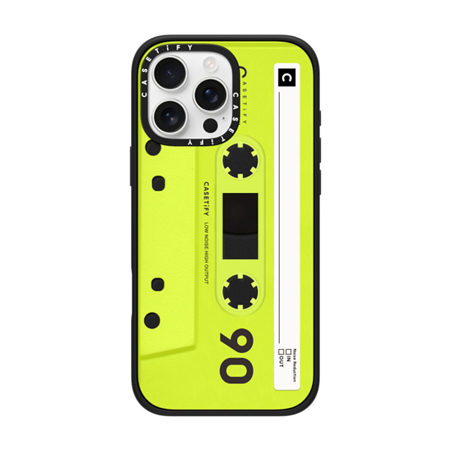 CASETiFY iPhone 16 Pro Max ケース マットブラック インパクトケース MagSafe対応 Cassette CASETiFY MiXTAPE - Neon Yellow